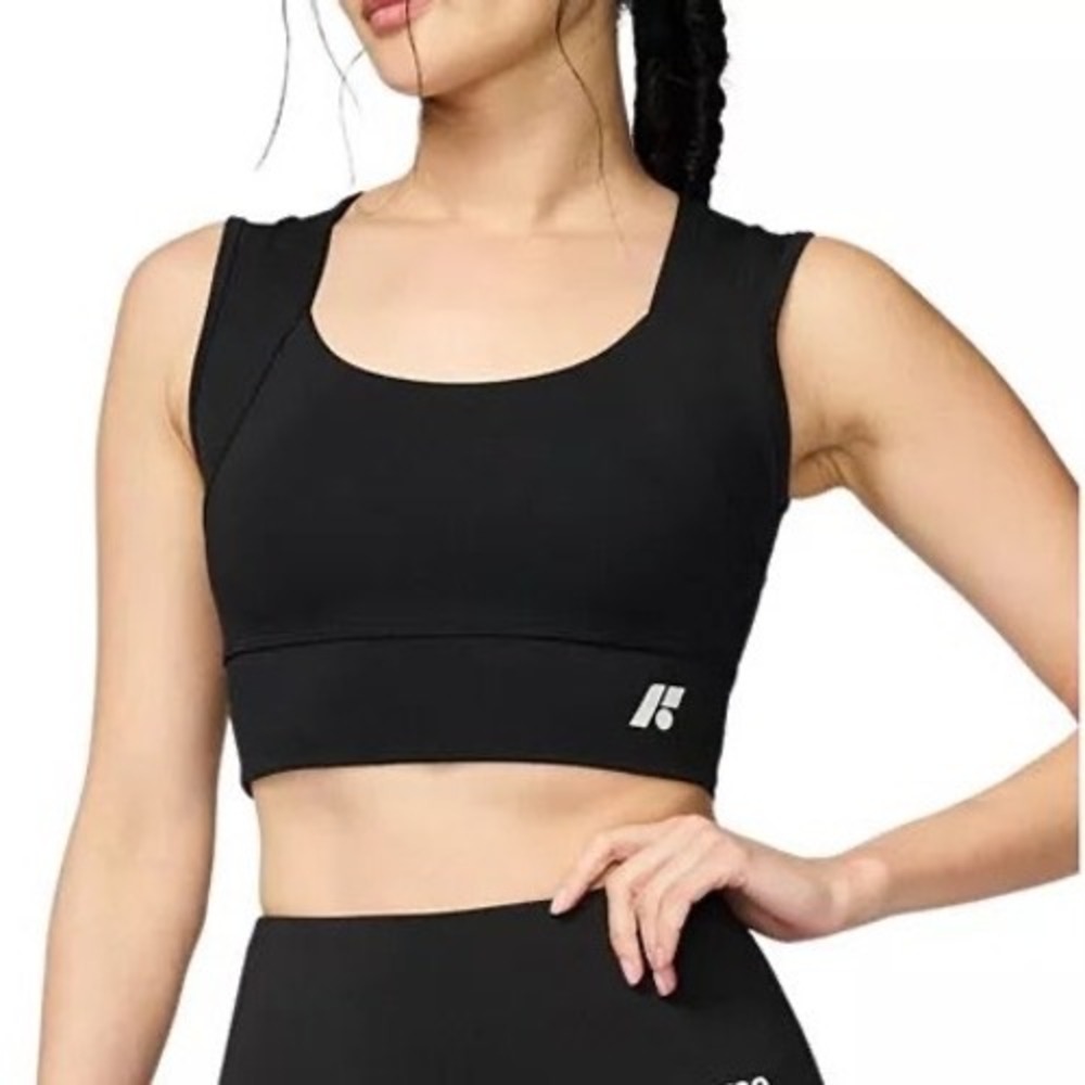 Forme Power Bra Black Obsidian Posture Correcting Sports Bra Mesh Back Size L